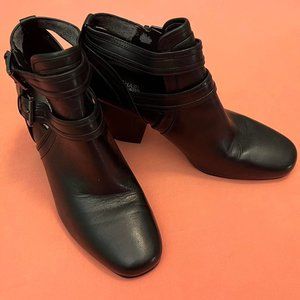 ★ black Michael Kors blaze cut-out heeled leather ankle boots with buckles